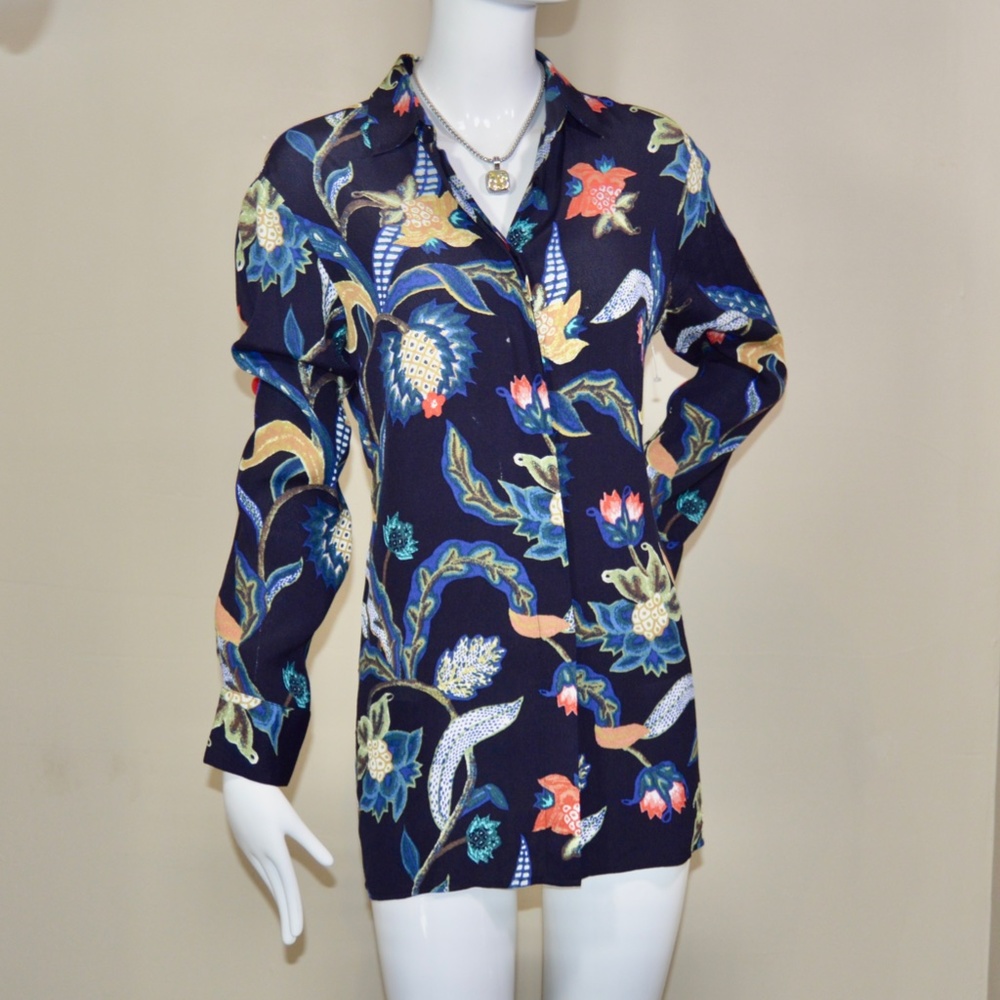 Maje Navy Rimbaud Baroque Print Blouse – Size S – NWT - Picture 8 of 14